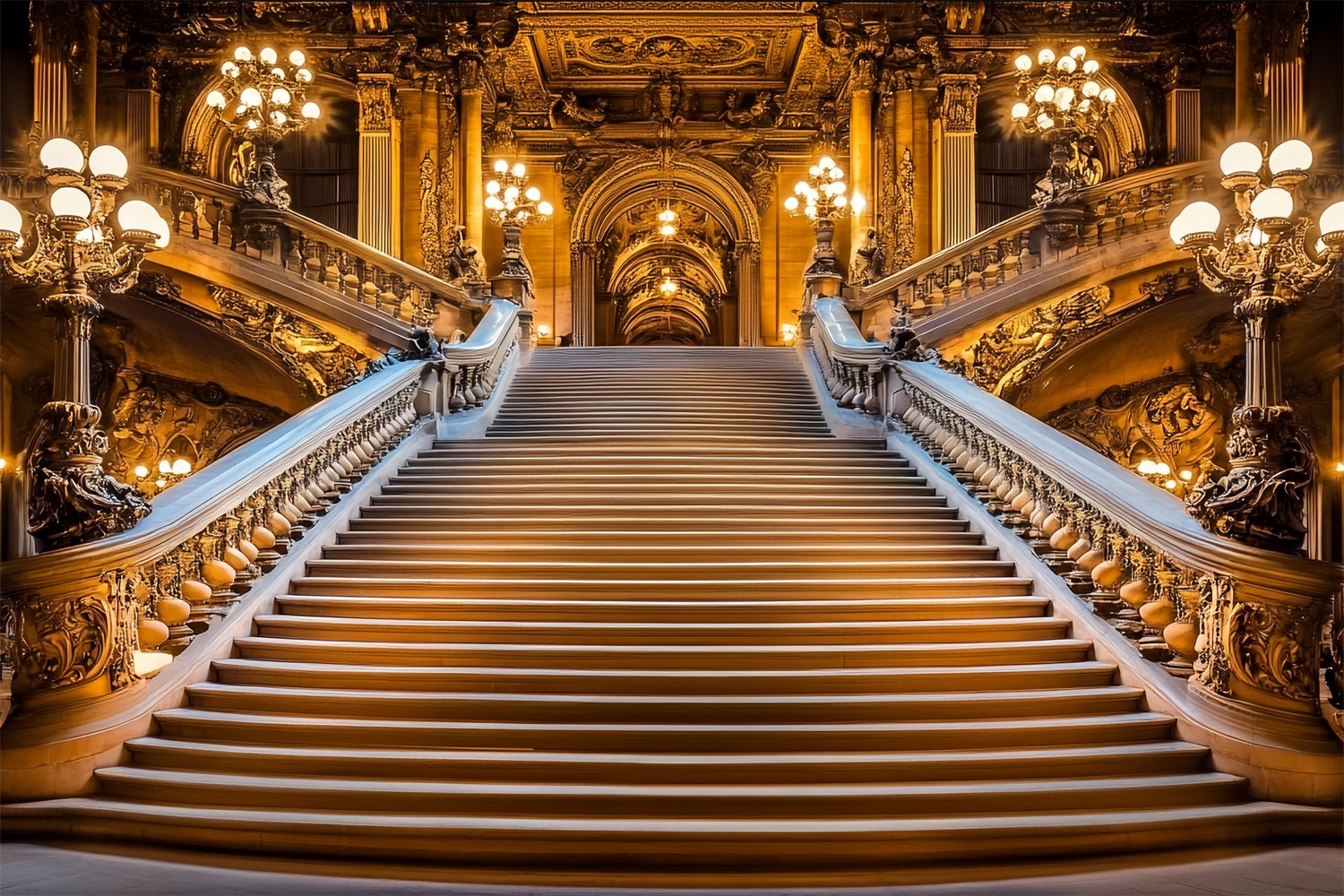 Victorian Backdrops Golden Stairway Palace Vintage Backdrop CSH4-284