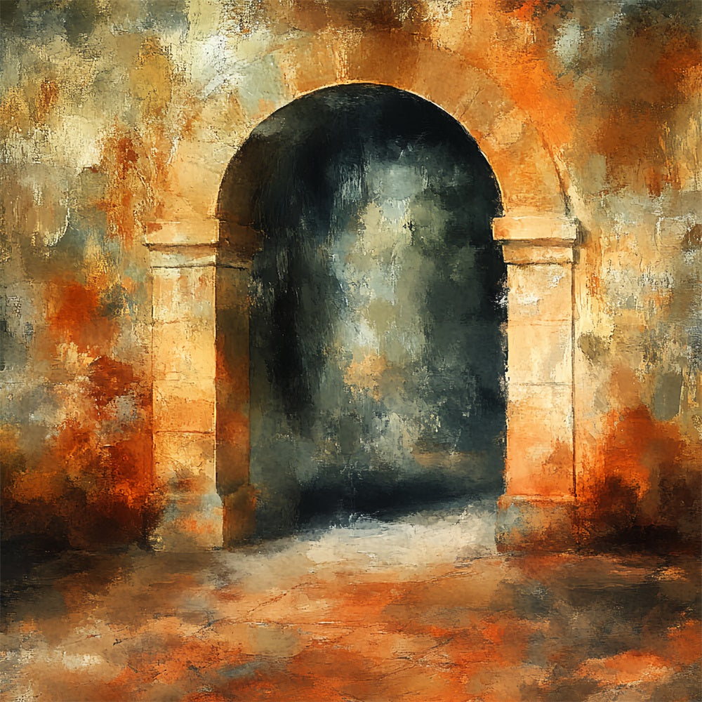 Vintage Photo Backdrop Rustic Stone Archway Backdrop CSH4-293