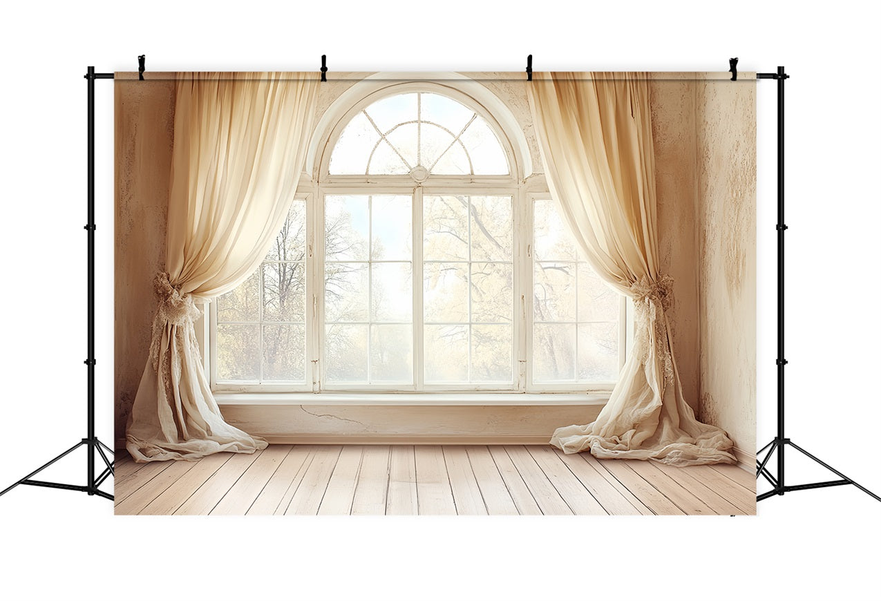 Photography Vintage Backdrops Cream Window Curtains Backdrop CSH4-314