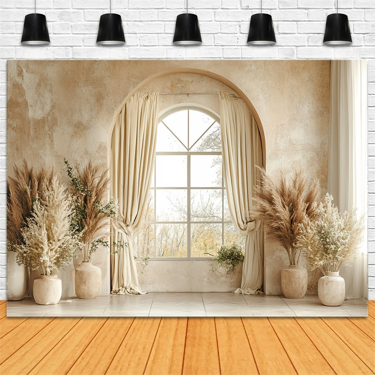 Vintage Backdrop Bohemian Pampas Beige Window Backdrop CSH4-315