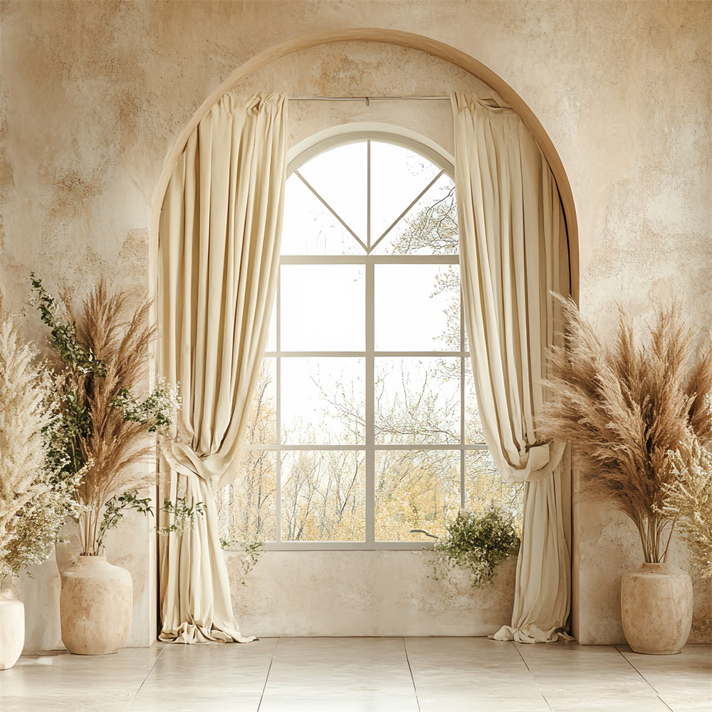 Vintage Backdrop Bohemian Pampas Beige Window Backdrop CSH4-315