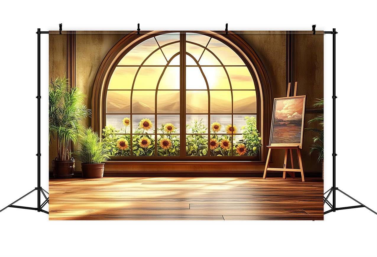 Photo Backdrop Vintage Sunflower Garden Window Backdrop CSH4-317