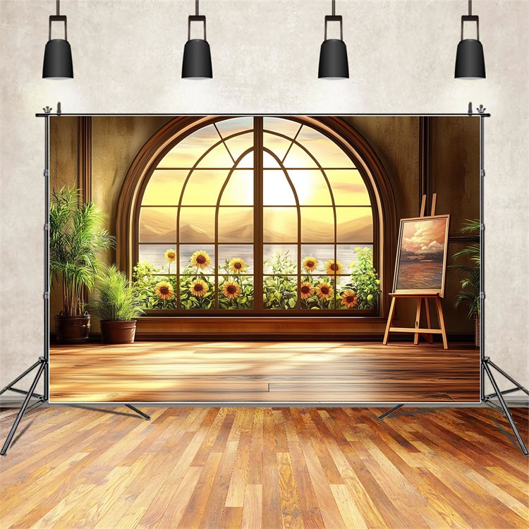 Photo Backdrop Vintage Sunflower Garden Window Backdrop CSH4-317