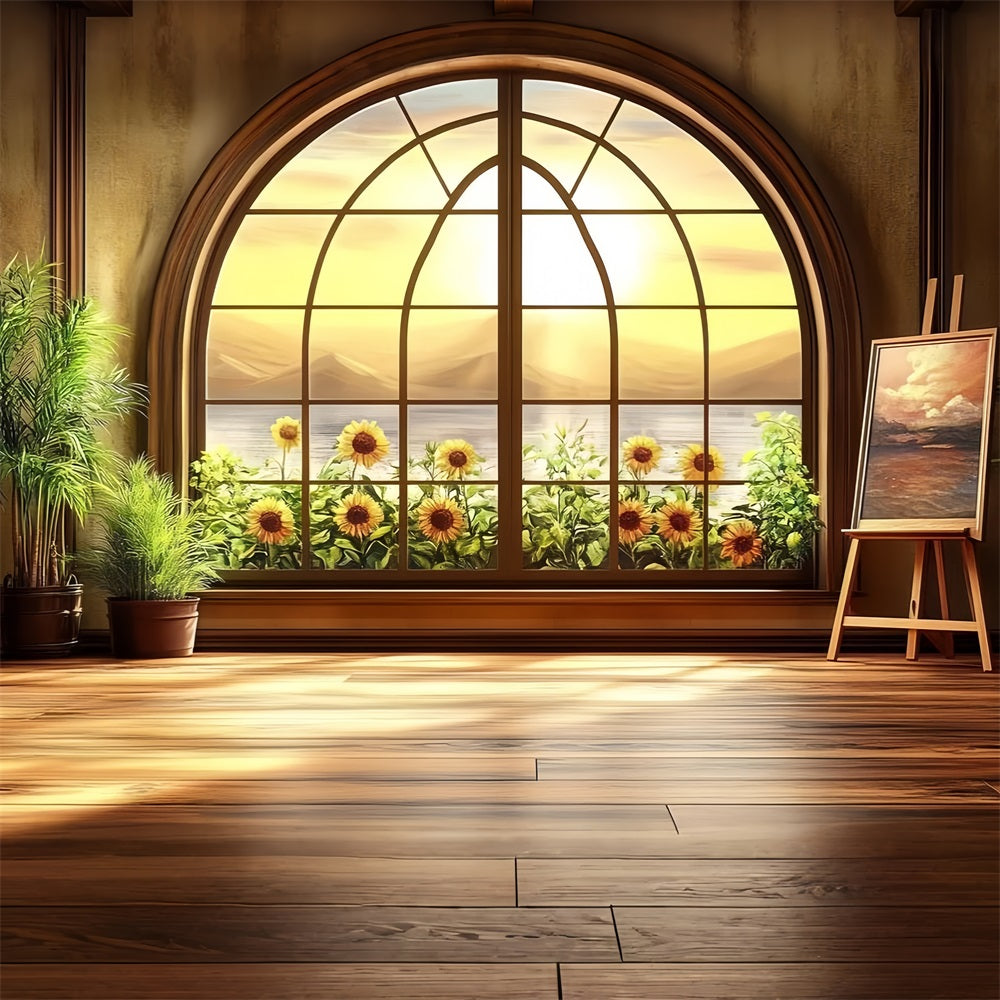 Photo Backdrop Vintage Sunflower Garden Window Backdrop CSH4-317