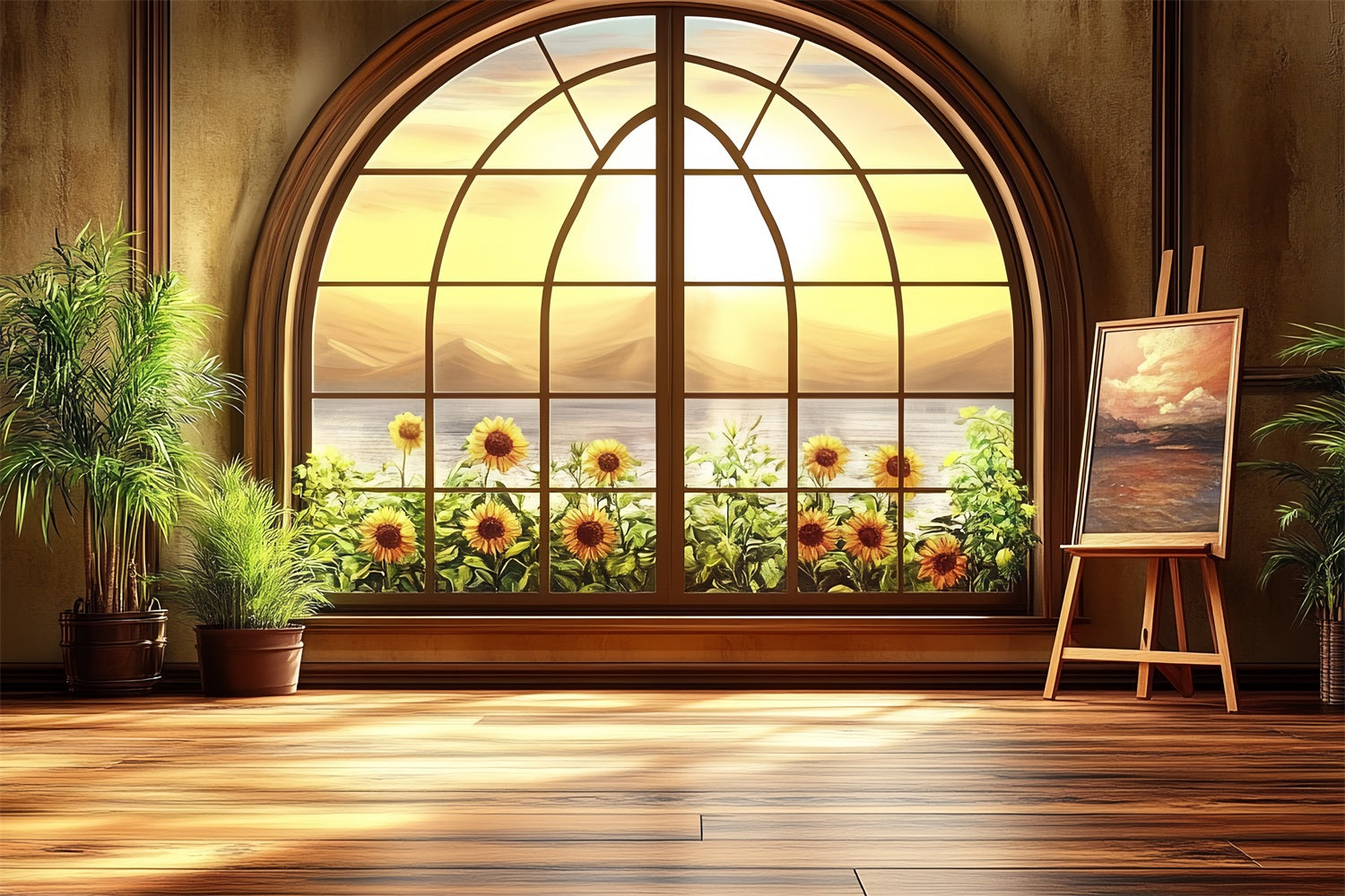 Photo Backdrop Vintage Sunflower Garden Window Backdrop CSH4-317