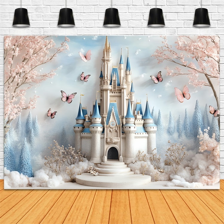 Castle Photo Backdrop Garden Floral Clouds Backdrop CSH4-337