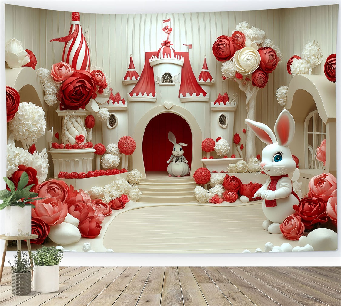 Castle Interior Backdrop Floral Bunny Paradise Backdrop CSH4-339