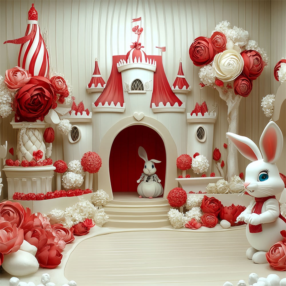 Castle Interior Backdrop Floral Bunny Paradise Backdrop CSH4-339