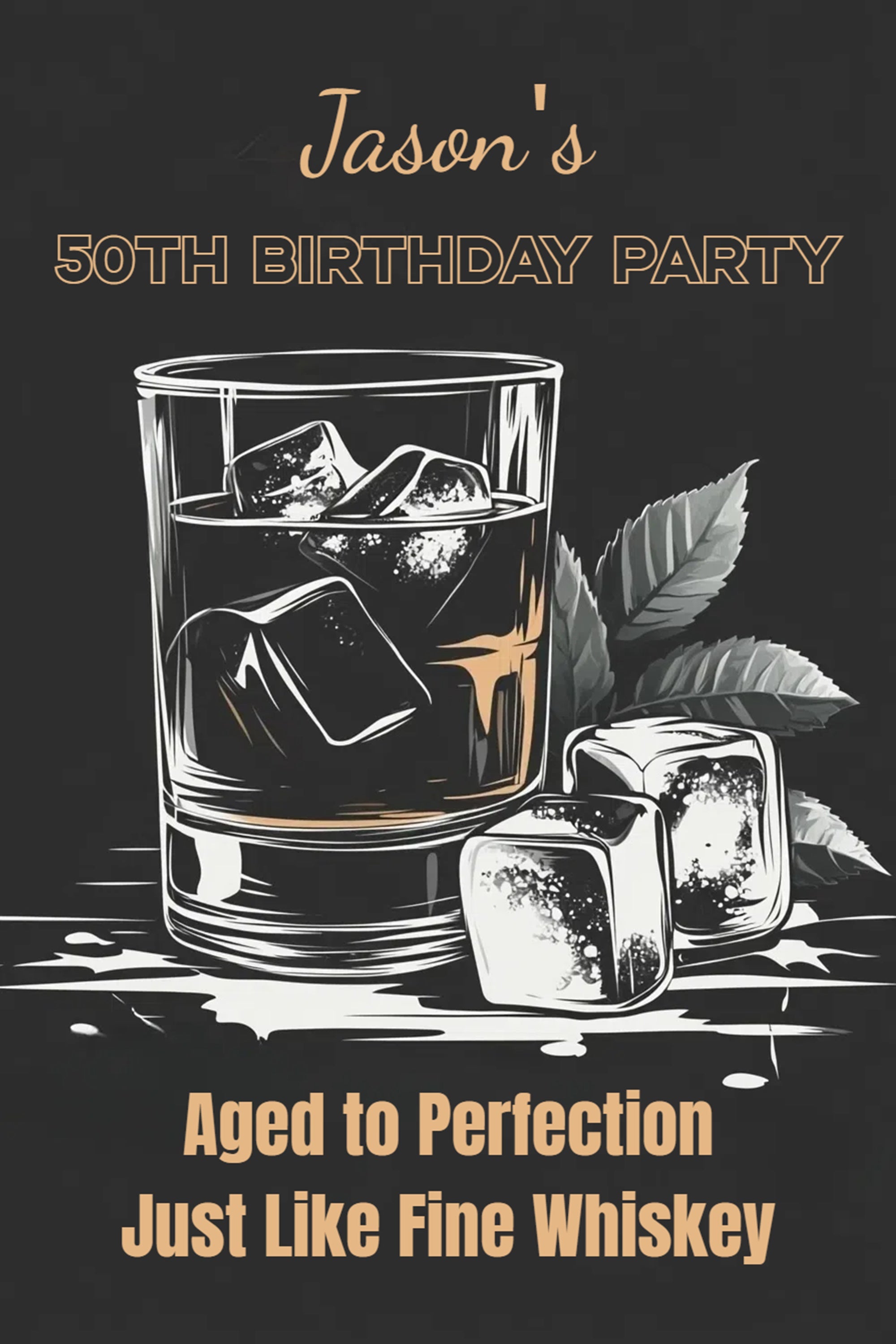 Customized Backdrop For Birthday Classic Whiskey Glass Backdrop CSH4-34