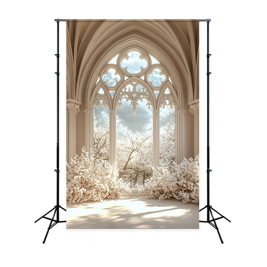 Castle Interior Backdrop Gothic Window Floral Backdrop CSH4-353