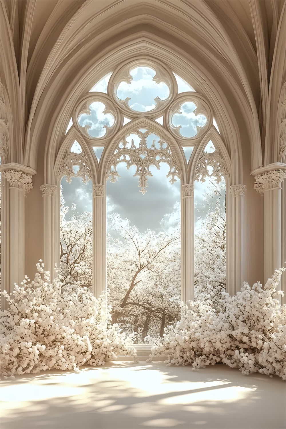 Castle Interior Backdrop Gothic Window Floral Backdrop CSH4-353