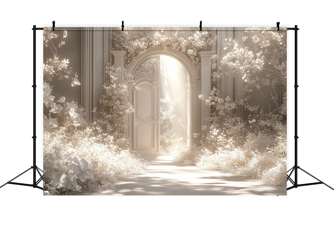 Castle Interior Backdrop White Floral Fantasy Archway Backdrop CSH4-358