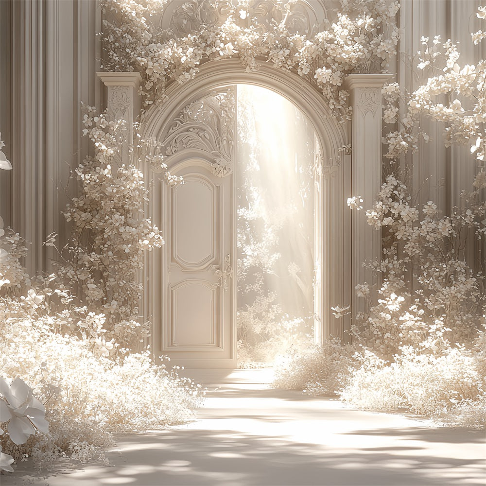 Castle Interior Backdrop White Floral Fantasy Archway Backdrop CSH4-358