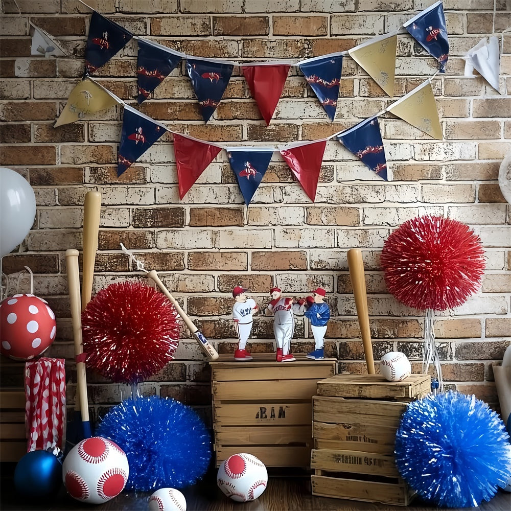 Baseball Backdrop Brick Wall Baseball Decor Backdrop CSH4-368