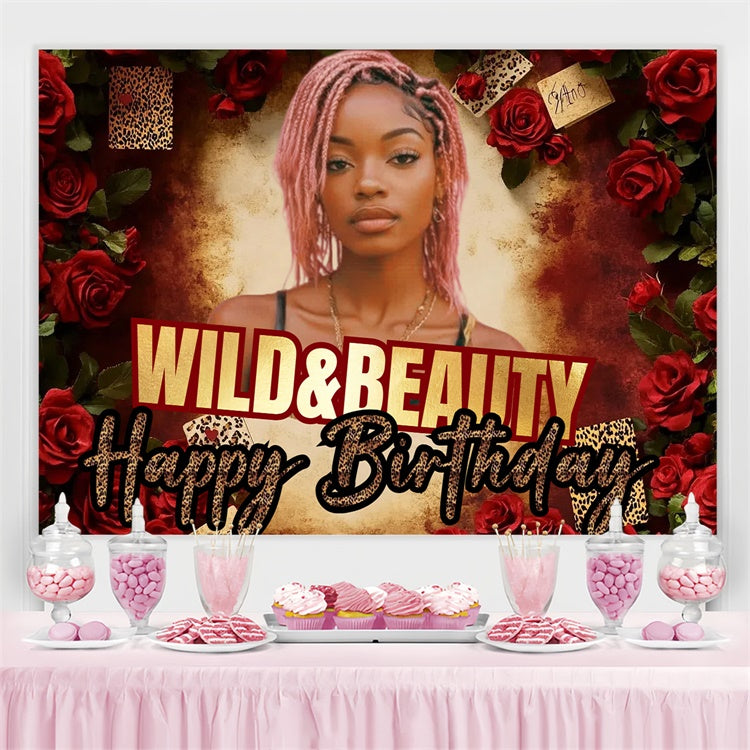 Customized Backdrop For Birthday Bold Red Roses Glam Backdrop CSH4-39
