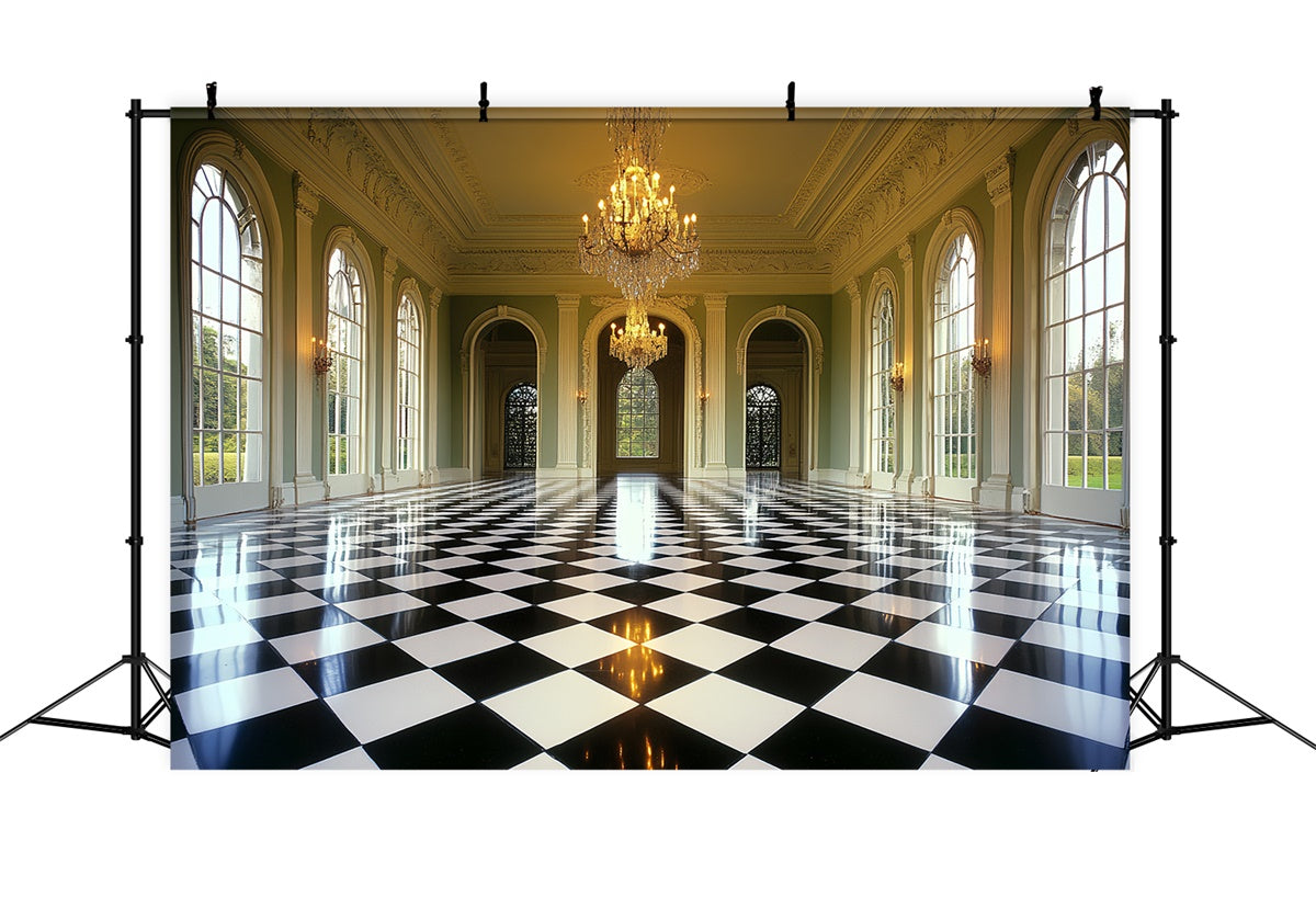 Vintage Photo Backdrops Luxurious Ballroom Window Backdrop CSH4-399