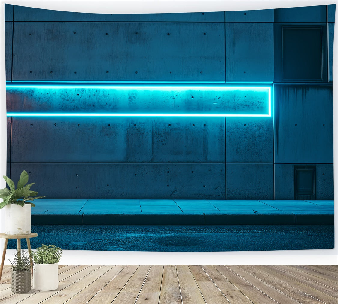 Architecture Backdrop Blue Neon Light Wall Backdrop CSH4-409