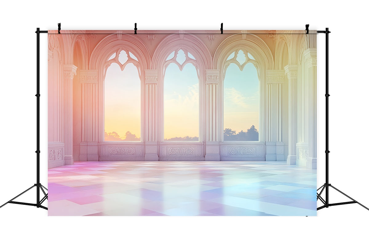 Architecture Backdrop Dreamy Sunset Palace Window Backdrop CSH4-418