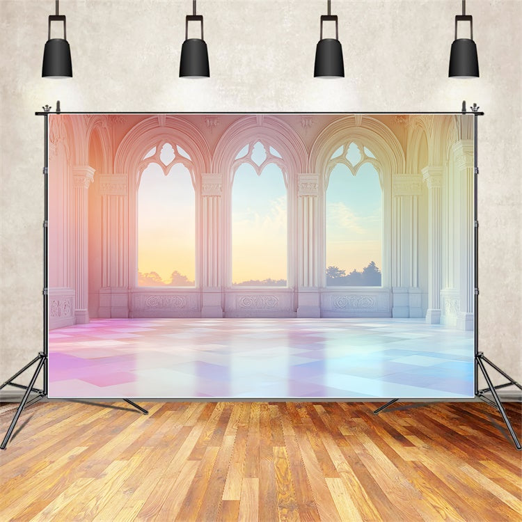Architecture Backdrop Dreamy Sunset Palace Window Backdrop CSH4-418