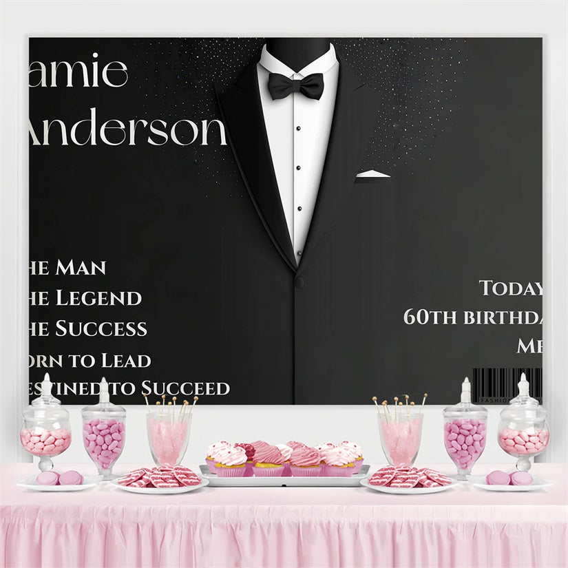 Personalized Birthday Backdrop Black Tuxedo Backdrop CSH4-5