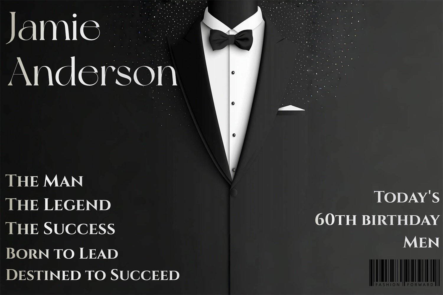 Personalized Birthday Backdrop Black Tuxedo Backdrop CSH4-5
