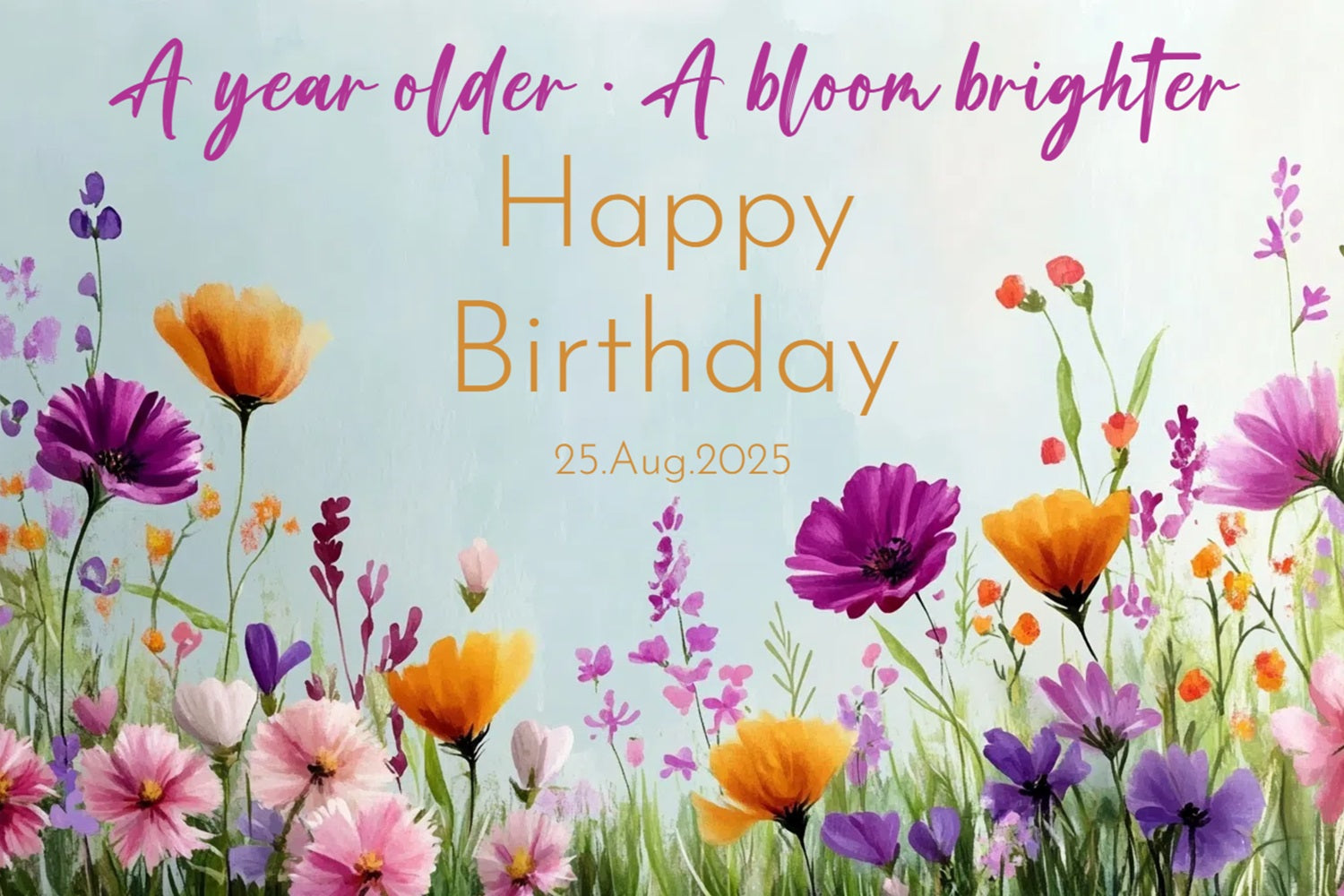 Birthday Photo Backdrop Blooming Meadow Floral Personalized Backdrop CSH4-55