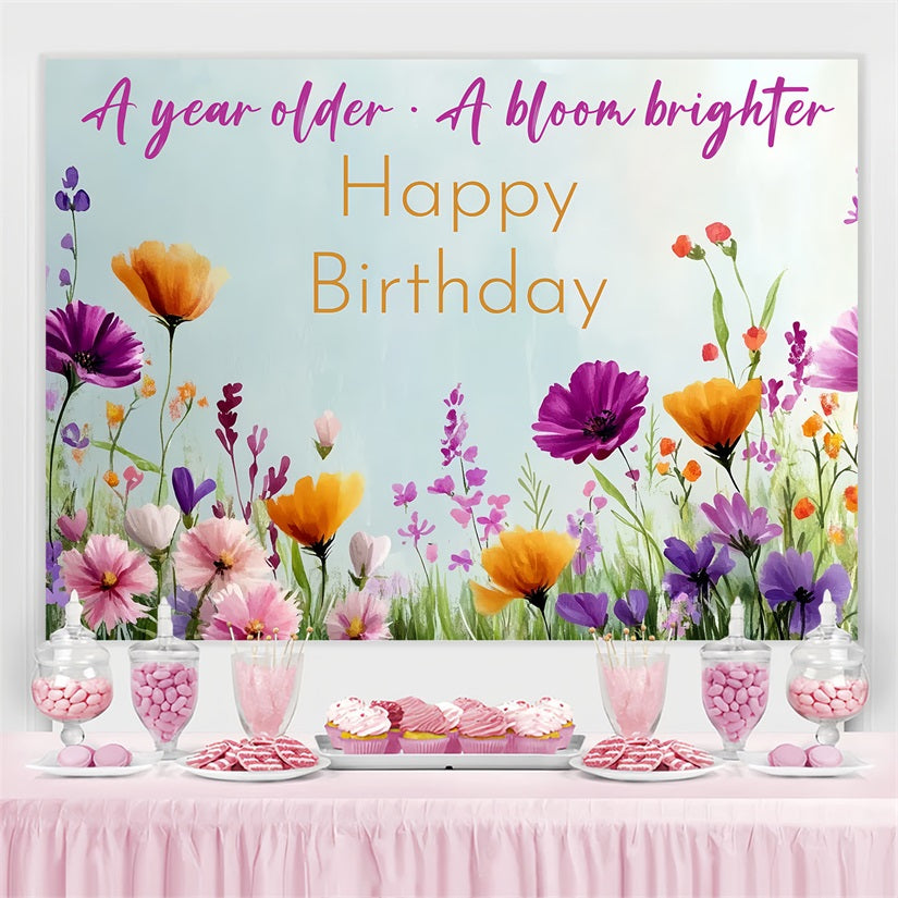 Birthday Photo Backdrop Blooming Meadow Floral Personalized Backdrop CSH4-55