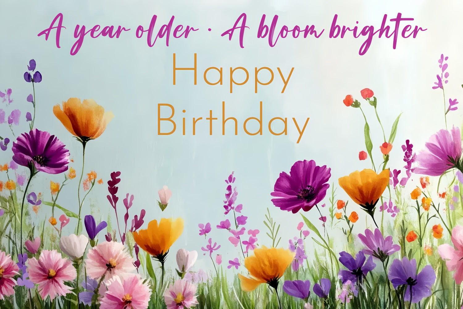 Birthday Photo Backdrop Blooming Meadow Floral Personalized Backdrop CSH4-55