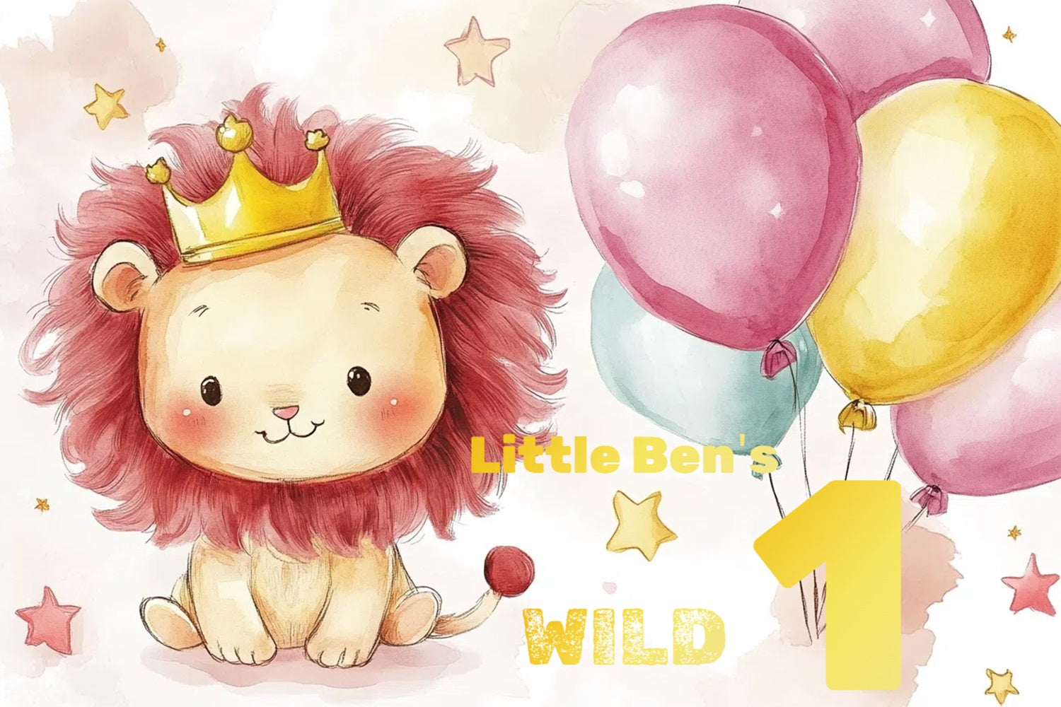 First Birthday Backdrop Little Lion Balloons Custom Backdrop CSH4-56