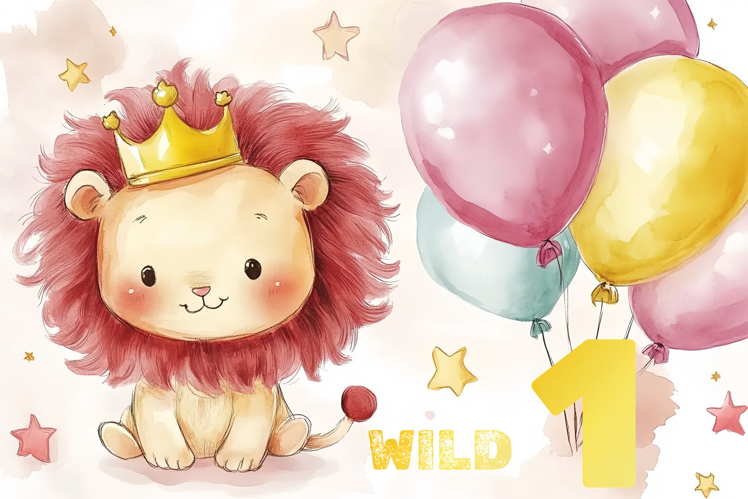 First Birthday Backdrop Little Lion Balloons Custom Backdrop CSH4-56