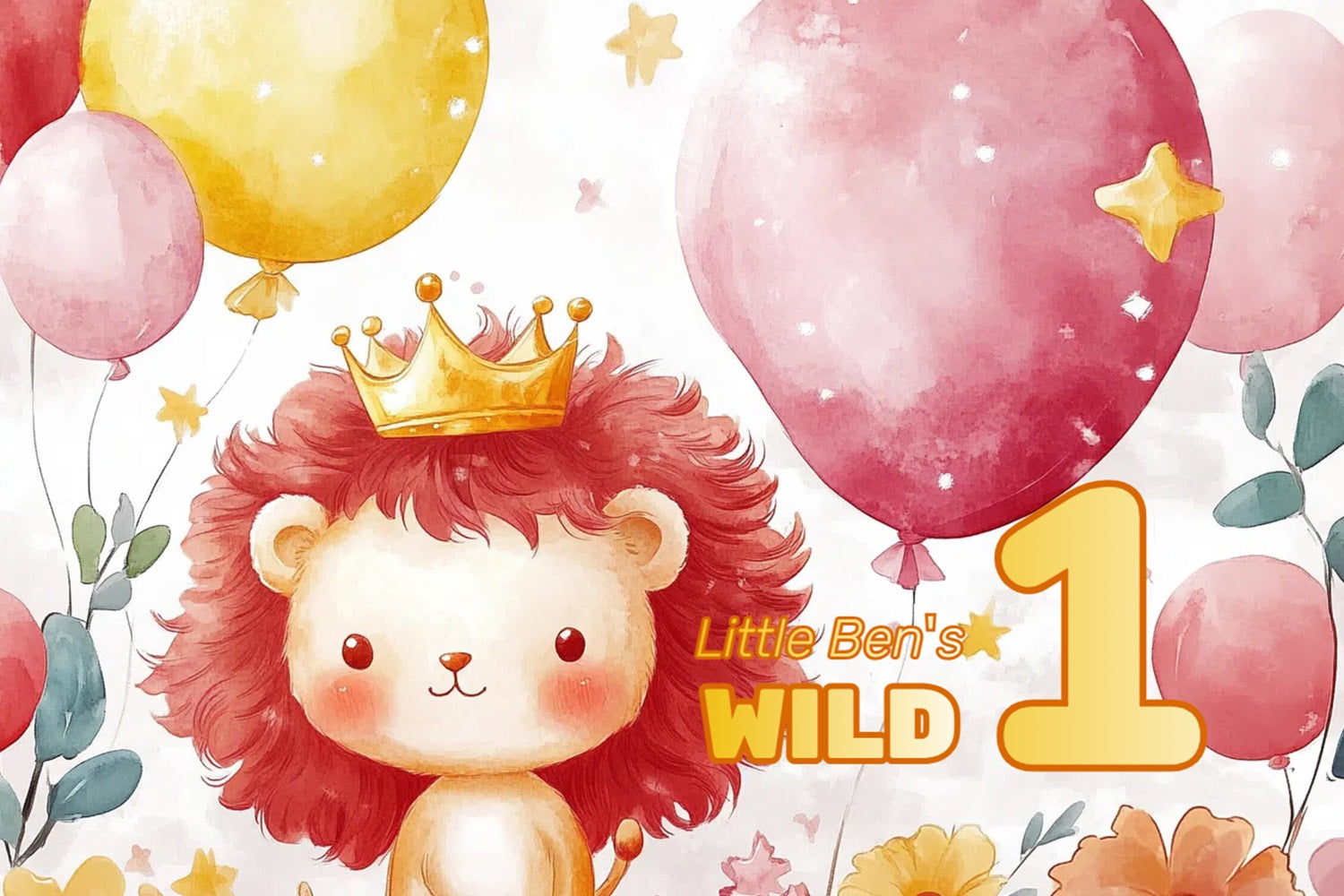 1st Birthday Backdrop Wild One Crown Lion Customized Backdrop CSH4-57