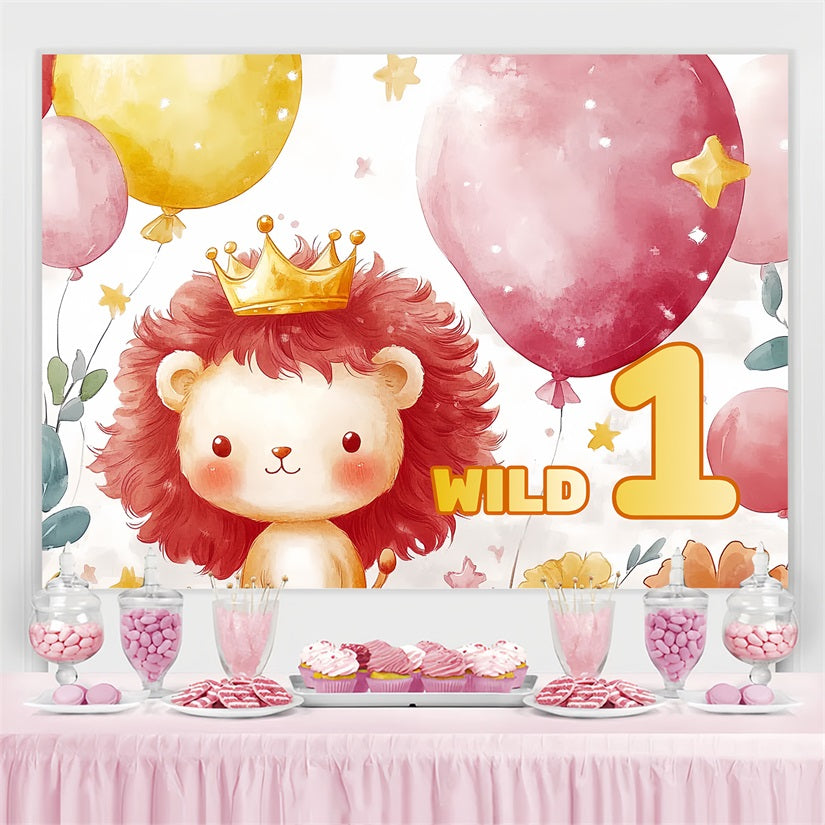 1st Birthday Backdrop Wild One Crown Lion Customized Backdrop CSH4-57