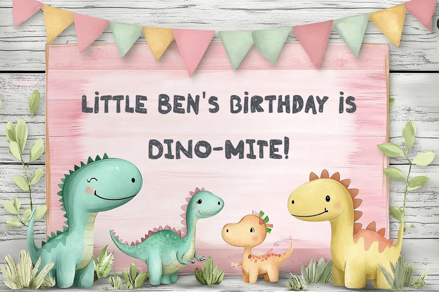 Custom Birthday Backdrops Cute Dinosaur Friends Backdrop CSH4-61