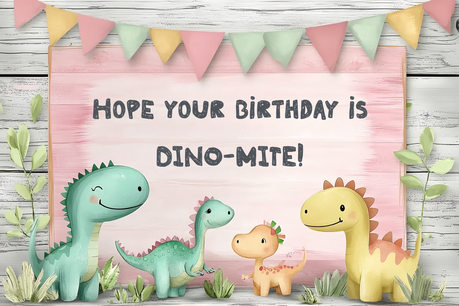 Custom Birthday Backdrops Cute Dinosaur Friends Backdrop CSH4-61