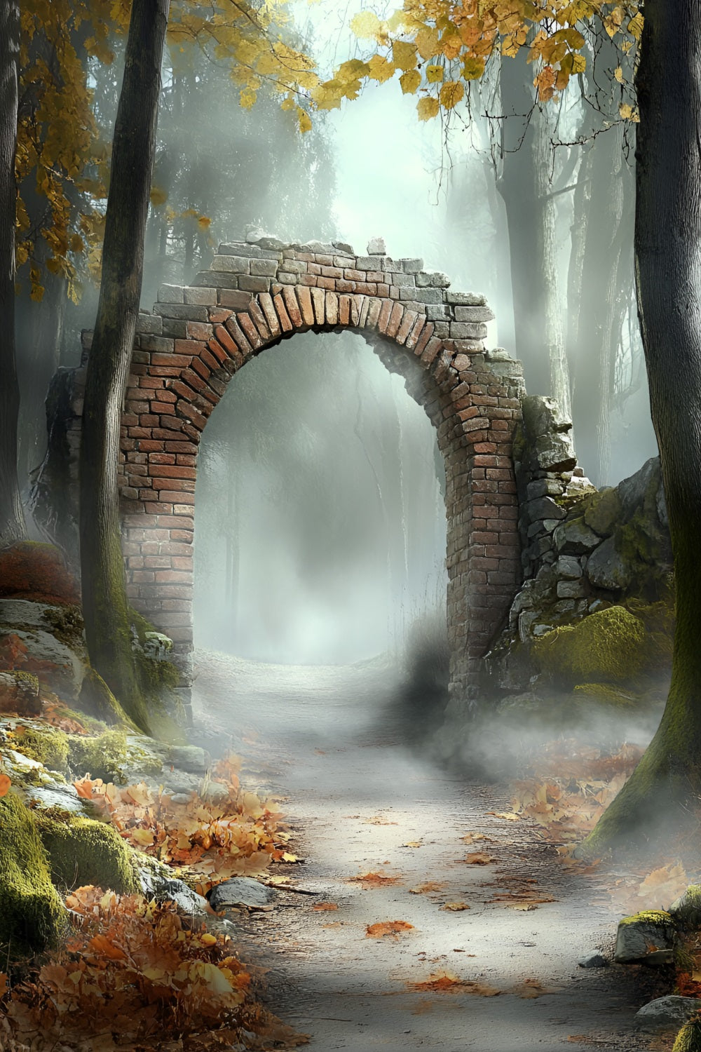 Autumn Forest Backdrop Autumn Stone Archway Backdrop CSH4-72