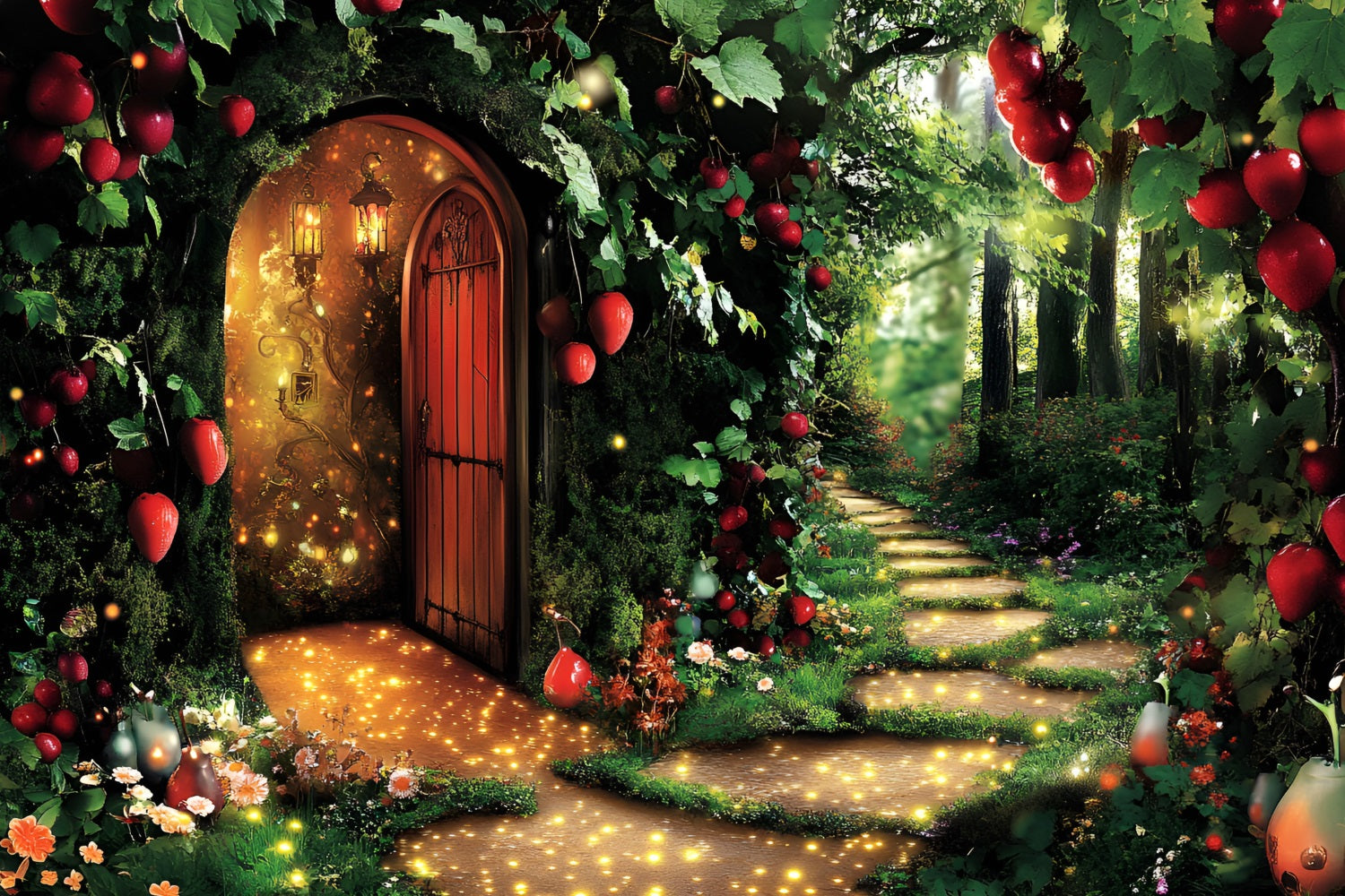 Forest Backdrop Photography Glowing Path Door Backdrop CSH4-74