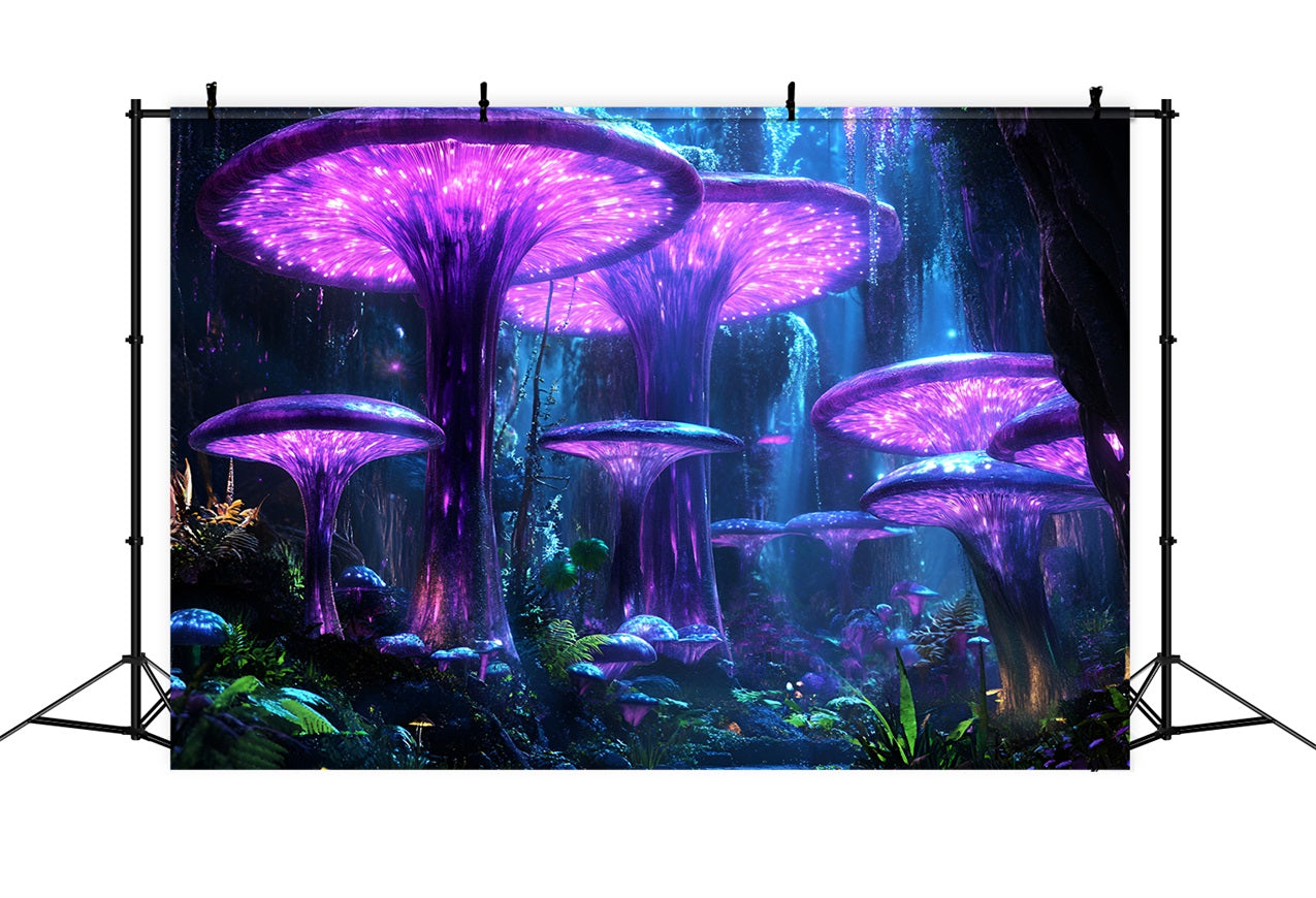 Forest Photography Backdrop Glowing Purple Mushroom Backdrop CSH4-75