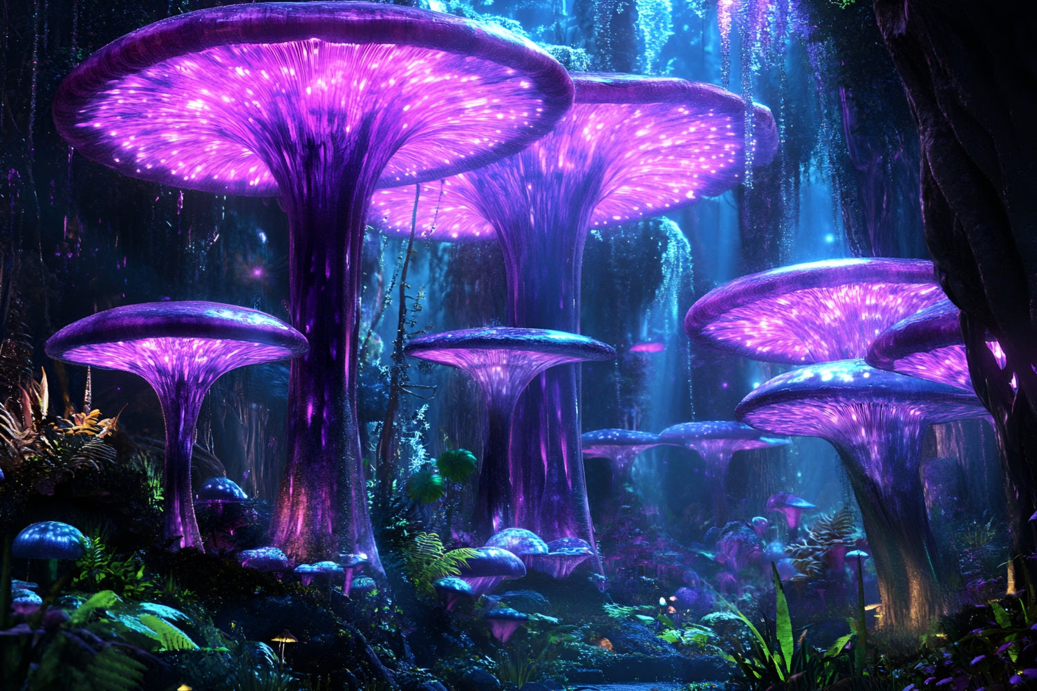 Forest Photography Backdrop Glowing Purple Mushroom Backdrop CSH4-75