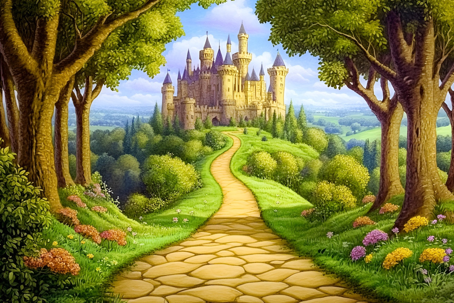 Fairy Tale Forest Backdrop Castle Path Backdrop CSH4-77