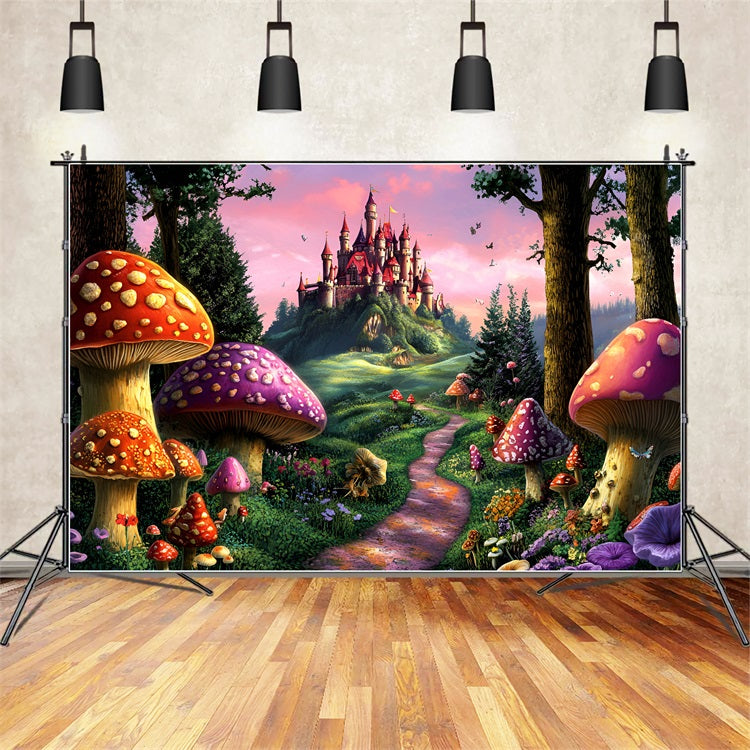 Fantasy Forest Backdrop Mushroom Path Castle Backdrop CSH4-78