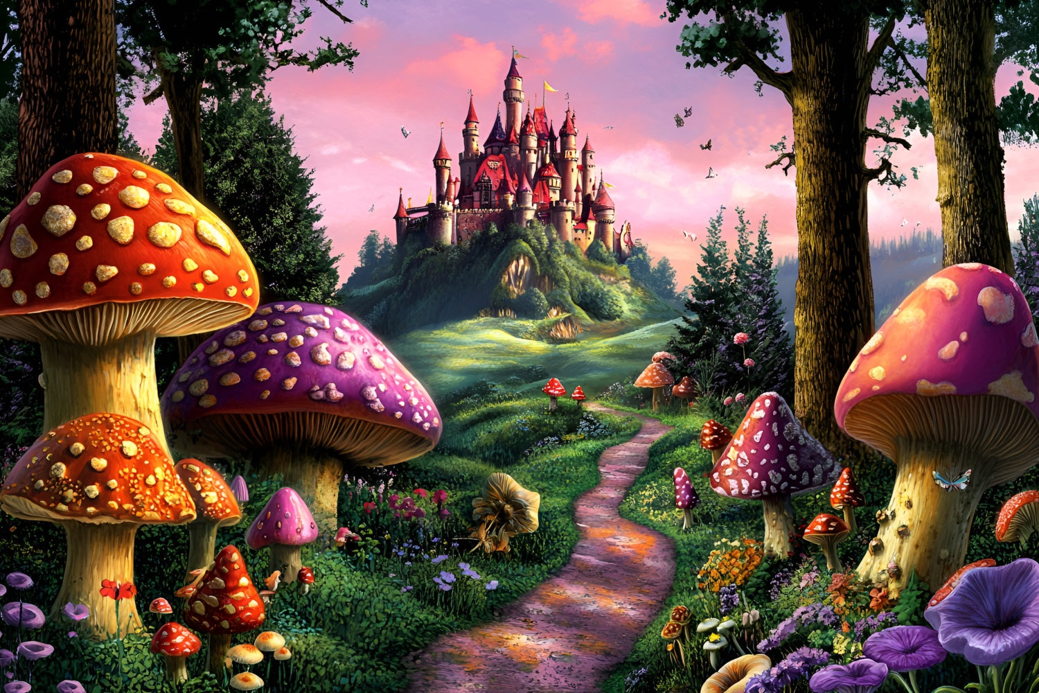 Fantasy Forest Backdrop Mushroom Path Castle Backdrop CSH4-78