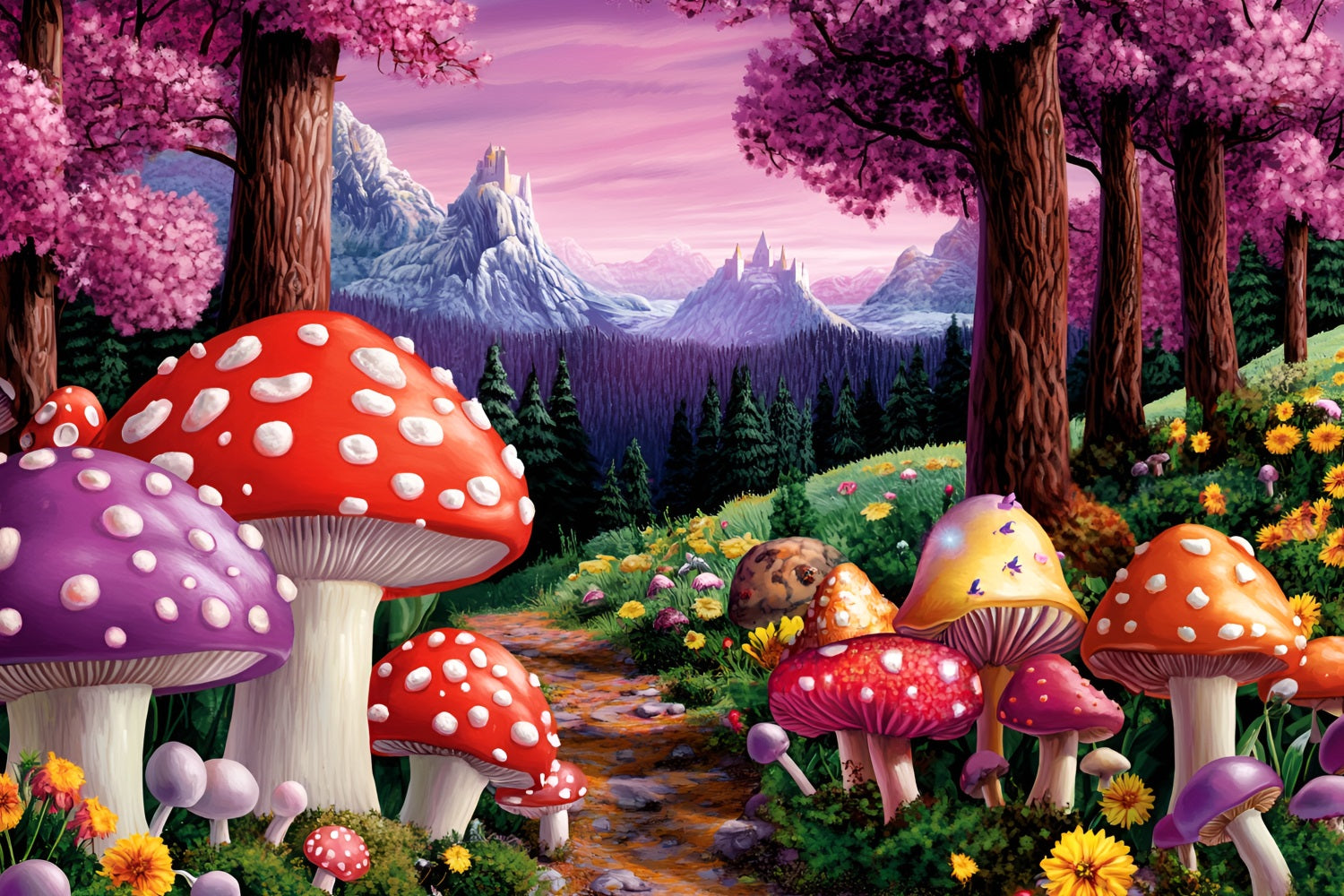 Backdrops Forest Toadstool Trail Castle Peaks Backdrop CSH4-79