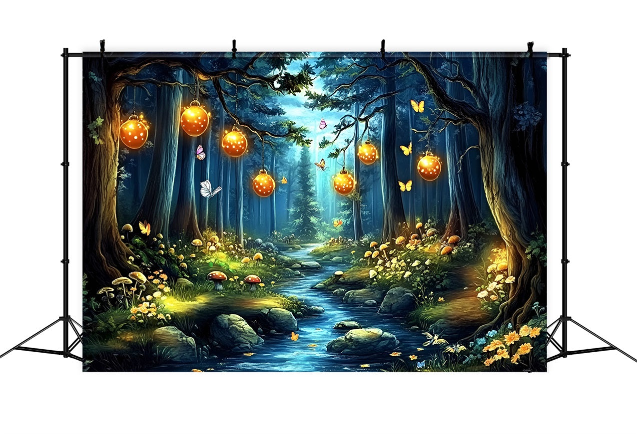 Enchanted Forest Backdrop Ideas Glowing Lantern Stream Backdrop CSH4-80