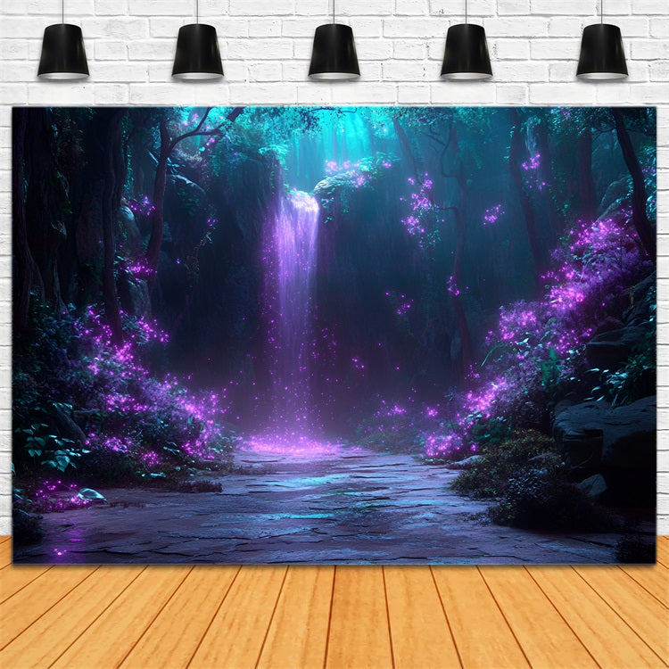 Forest Photo Backdrops Purple Glow Waterfall Backdrop CSH4-84