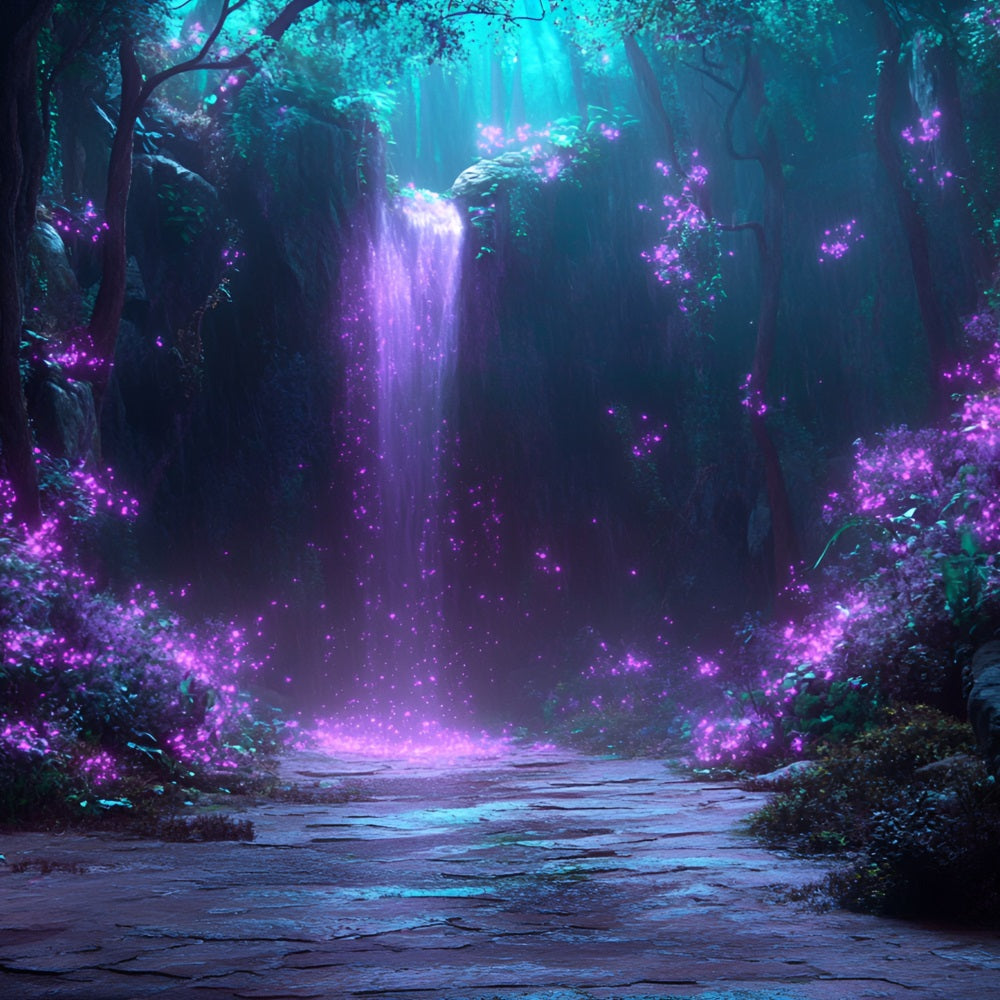 Forest Photo Backdrops Purple Glow Waterfall Backdrop CSH4-84