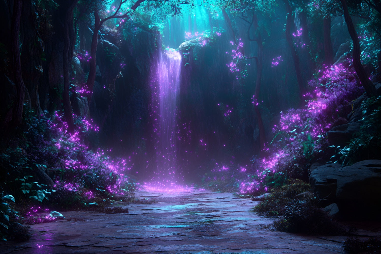 Forest Photo Backdrops Purple Glow Waterfall Backdrop CSH4-84