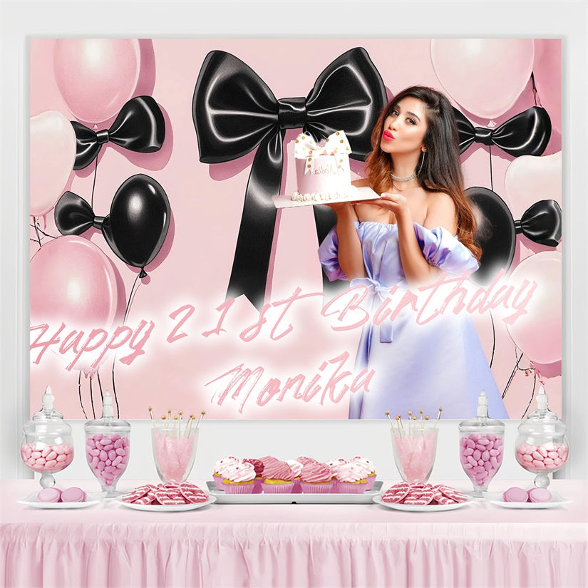 Personalised 21St Birthday Backdrop Ribbon Balloons Backdrop CSH4-9