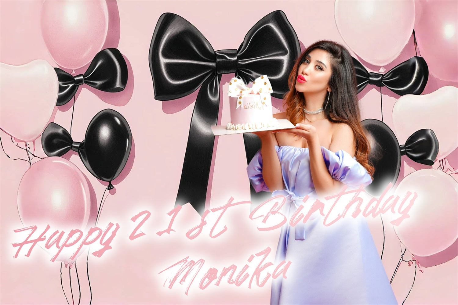Personalised 21St Birthday Backdrop Ribbon Balloons Backdrop CSH4-9