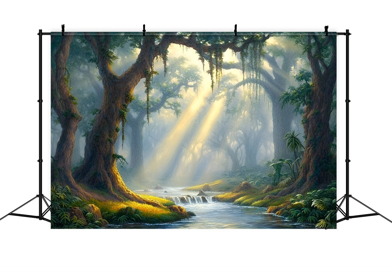 Forest Photo Backdrop River Glowing Light Backdrop CSH4-92