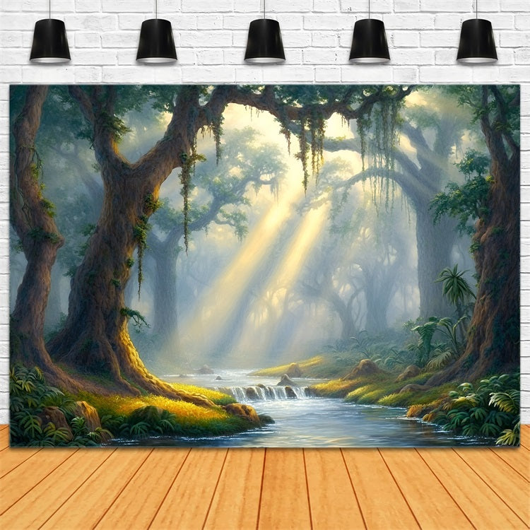 Forest Photo Backdrop River Glowing Light Backdrop CSH4-92